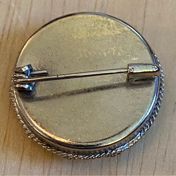 Millefiori Yellow Flower Micro Mosaic Glass Bead Silver Tone Round Brooch Pin - Picture 2 of 7